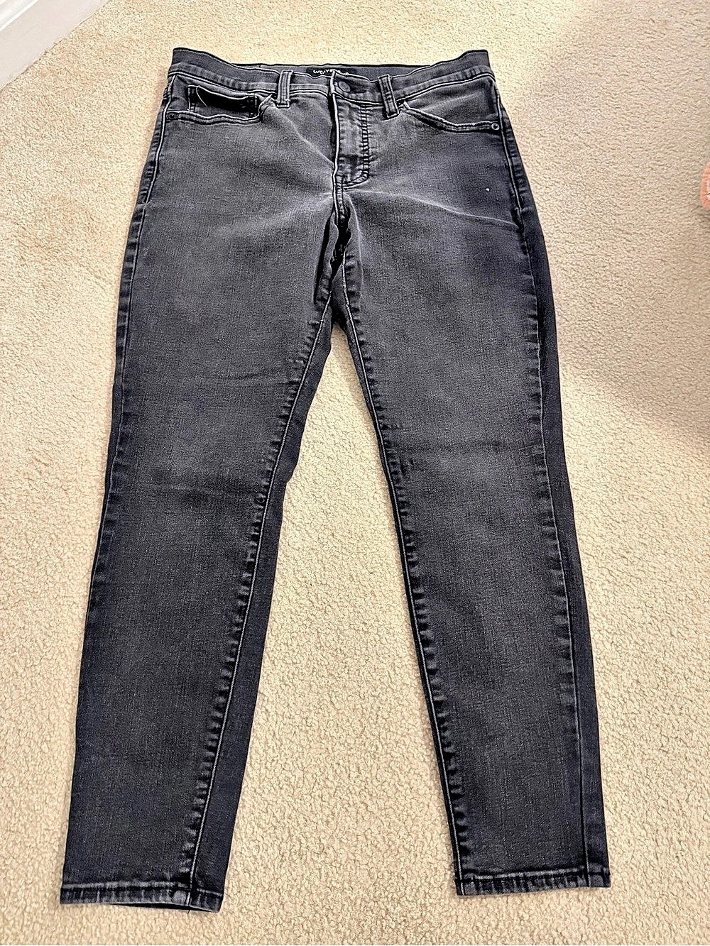 Lucky Brand Mid Rise Skinny Jeans Black Waist 10/30 Ankle Like New